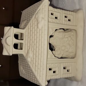 Vintage Victorian Manor Partylite Tealight Lamp P0291, White Christmas House